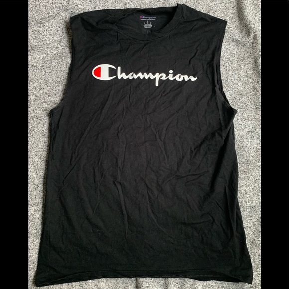 Men’s Champion Sleeveless Shirt - Size LARGE - Workout Gym Top - Black t-shirt - Picture 9 of 9